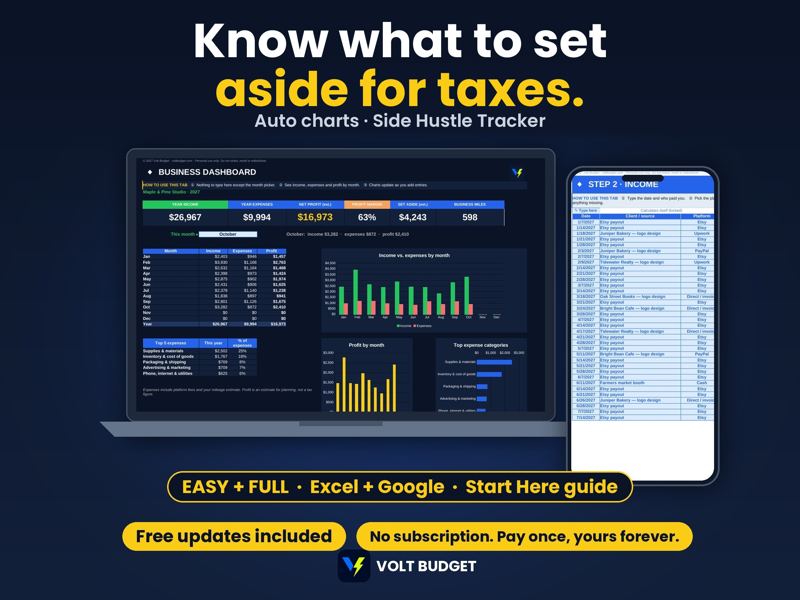 Volt Budget Side Hustle Tracker preview